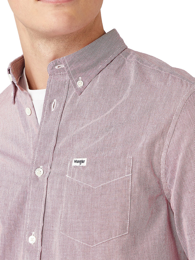 Wrangler - Striped Shirt - LS 1PKT Biking Red
