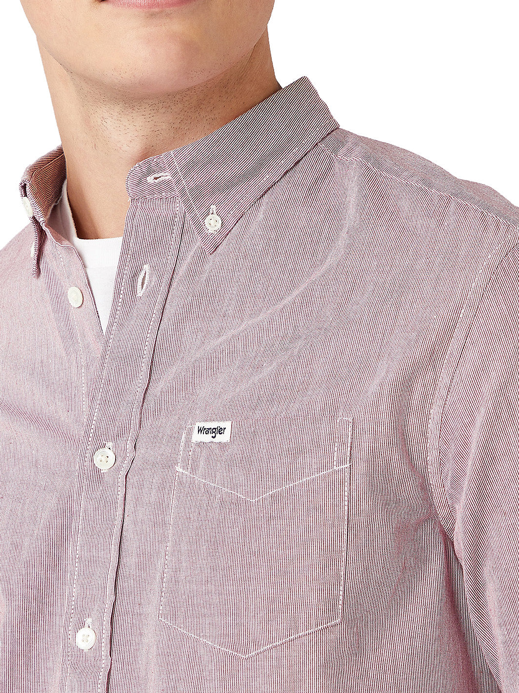 Wrangler - Striped Shirt - LS 1PKT Biking Red