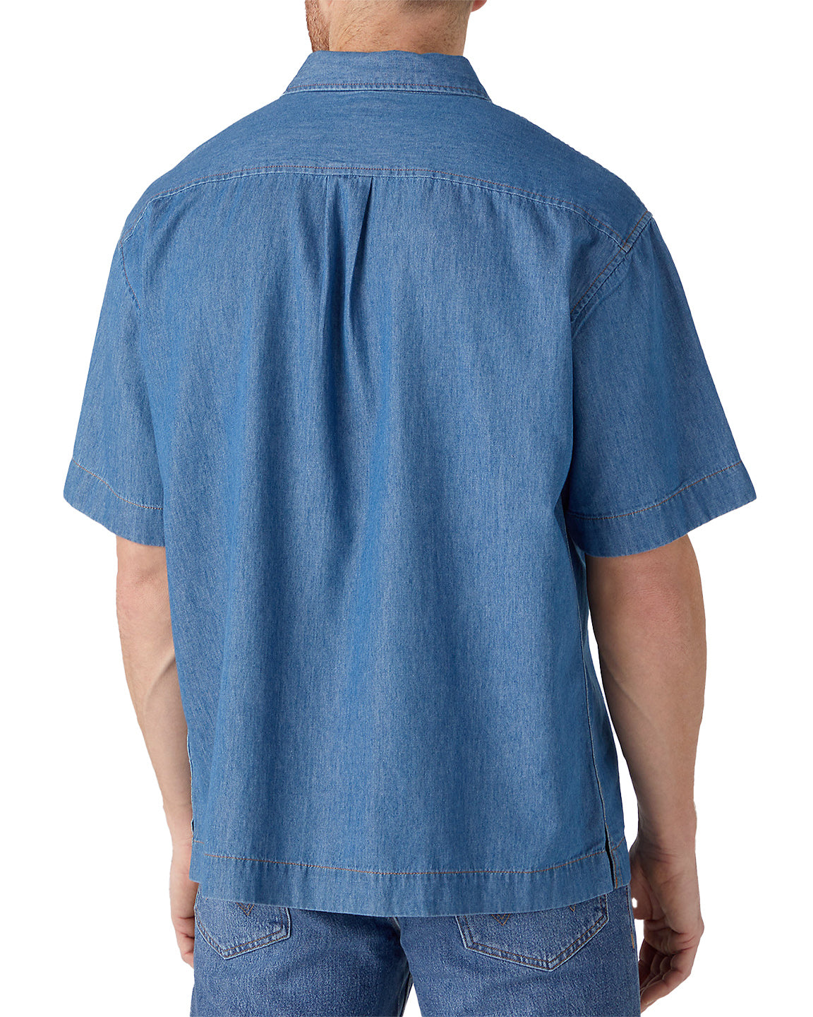 Wrangler - Denim Short Sleeve Shirt - 1 PKT SHIRT Mid Indigo