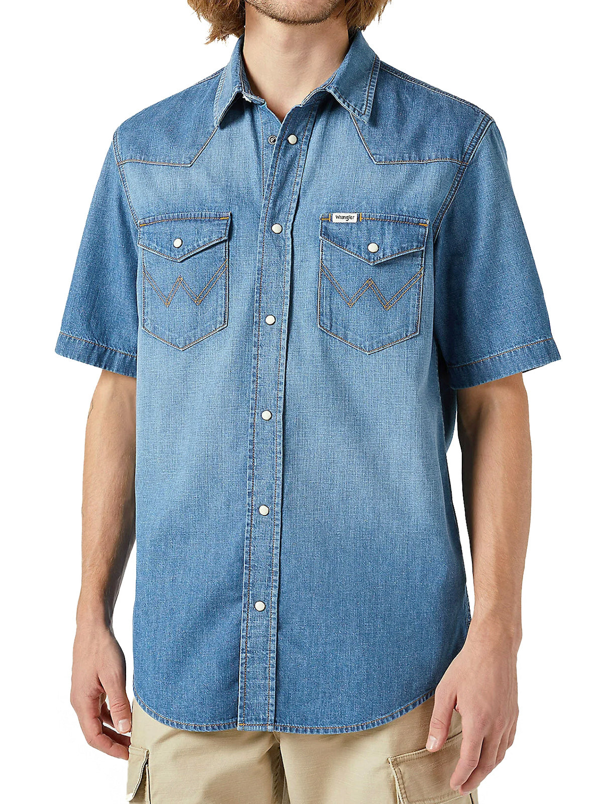 Wrangler - Denim Short Sleeve Shirt - Western Shirt Dusky